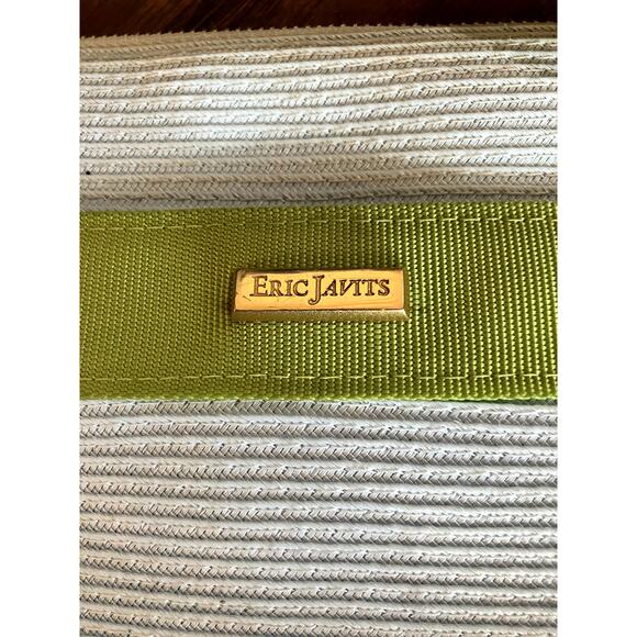 ERIC JAVITS Tote Bag Powder Blue Lime Green SPRING SUMMER PASTEL BOW - Picture 3 of 9